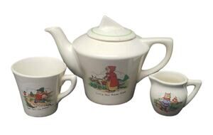 Vintage Sylvan Childs Nursery Rhyme Tea Set | Cup Tea Pot - Saucer Kids Play Set